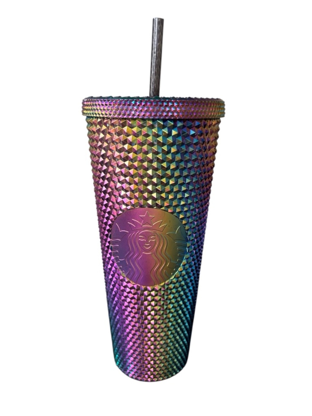Starbucks Fall 2023 Limited Edition Oil Slick Studded 24 Oz Cold Cup with Straw